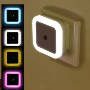 Mini LED Night Light EU US Plug in Dusk to Dawn Sensor Wall Nights Lamp Square for Bedroom Hallway Stairs Corridor 110V 220V