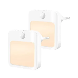 Mini LED Plug-In Night Light with Dusk-to-Dawn Sensor, EU/US Plug, 110V-220V, Square Wall Lamp