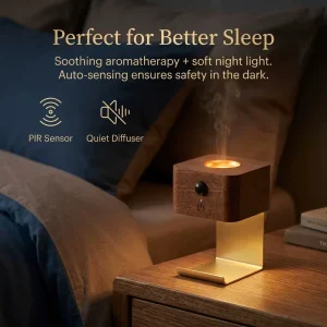 Mini Magnetic Warm White Wood Motion Sensor Light for Aromatherapy
