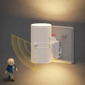 Mini PIR Warm White Motion Sensor Dimmable Plug-In LED Night Light for Kids Bedroom