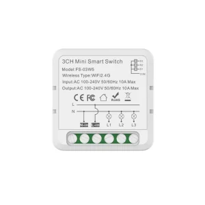 Mini Smart Breaker 3 Gang 10A with WiFi Wireless Remote Control