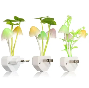 Mini Smart Home Sensor LED Night Light Color Changing Plug in LED Mushroom Dream Bed Lamp