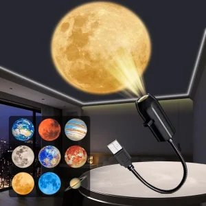 Mini Starry Sky Moon Lamp Replaceable Lenses LED USB Night Light with Logo Projection