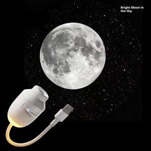 Mini USB 2-in-1 Galaxy Star Projector Night Light with Moon and Ocean Wave Projection, Warm White