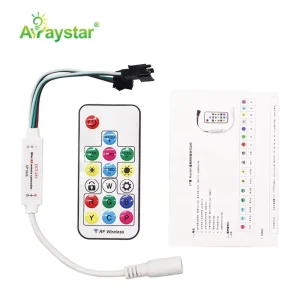 Mini Wireless RF PWM RGB LED Controller with 17-Key Remote 1-Channel 6A DC 5V-24V