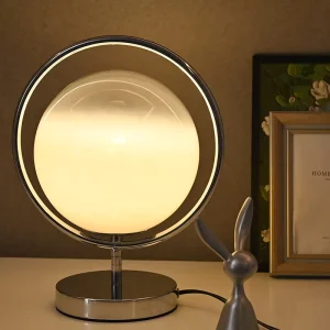 Minimalist Circular Metal Ring Table Light Warm Soft Light Plug-in Decorative Table Lamp for Hotel Living Room Nightstand