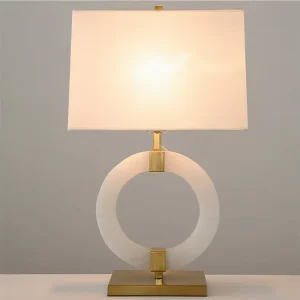 Minimalist Design Decorative Bedroom Bedside Night Light Fabric Small Led Stone Ceramic Table Lamp