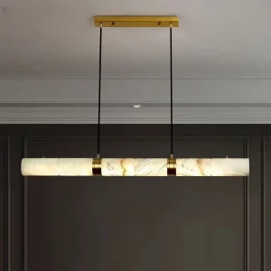 Minimalist Designer Spanish Natural Marble Pendant Light for Restaurant All Copper Lamp for Model Room Desk Study & Tea Room