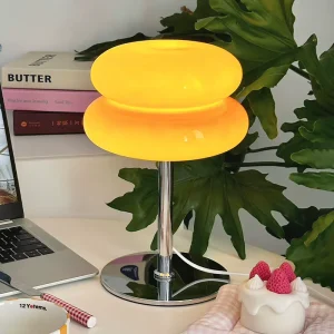 Minimalist Hamburg Decorative Cordless USB Art Glass Hat Desk Light LED Night Light Bedside Table Lamp Simple
