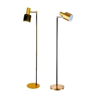 Minimalist Metal Floor Lamp with Foot Switch and Stepless Dimming LED Bulb for Bedroom Living Reading Office Room