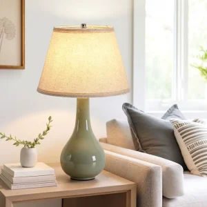 Minimalist Office Desk Lamp with Cream Ceramic Body Eye Caring Warm Light for Corporate Workspace Study