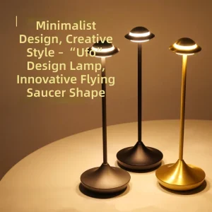 Minimalist Rechargeable Table Lamp with Ufo Design Innovative Flying Saucer Shape Cordless Battery Operated for Hotel Restaurant