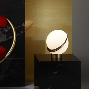 Misaligned Sphere-inspired Modern Minimalist Glass Moon Table Lamp Ambient Lighting 20-30cm Designer Showrooms Bedside Bedroom