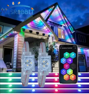 Misrabbit IP68 Smart App Controlled Outdoor RGBIC RGBW Addressable Wall Mounted Permanent Christmas LED Point Lights