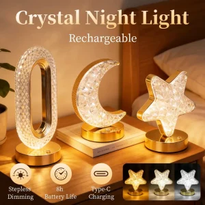 Model 004 Moon shaped Night Light Gold Type C Charging 2W Touch Dimming Three Color Changing Night Lights Table Lamp