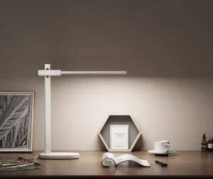 Modern 12W White Foldable Metal Desk Lamp with Touch Switch USB Port Flexible AC Power Supply for Student Reading and Work