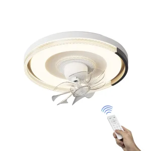 Modern 20 Inch Ceiling Fans Remote Dimmable LED Fan Lamp Home Office Bedroom Use CRI 90 30 000 Hour Lifespan 4000K 6000K Color