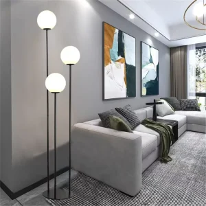 Modern 3 Head Ball Floor Lamp for Living Room Bedroom Hotel Decor Black Metal Standing Light