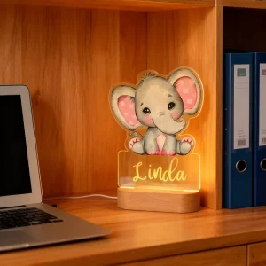 Modern 3D LED Night Light with Acrylic Lamp and Wooden Engraved Base USB Plug In Warm White Moon Design Decor