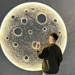 Modern 3D Stereo Relief Moon Lamp LED Wall Hanging for Living Room Decor for Tavern Background Atmosphere