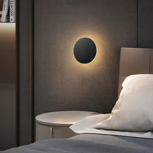 Modern 4W Round Aluminum Black Finish Surface Mounted Bedroom Indoor Decorative LED Wall Lamp