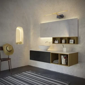 Modern 4W Wall Mounted LED Mirror Lamps with Black & Gold Finish for Bathroom Lighting