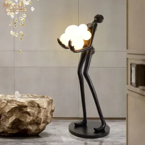 Modern Abstract Human Figurine Floor Lamp Artistic Sculpture LED Standing Light for Living Room Hotel Interior Decoration