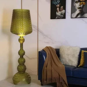 Modern Acrylic Floor Lamp with Huge Blue Cup Bedroom Stand Lamps Featuring Hollow Mesh Design Modern Style