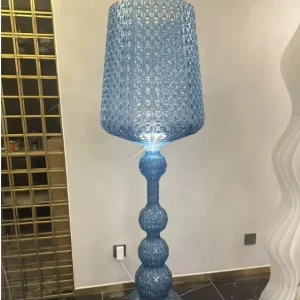 Modern Acrylic Floor Lamps for Bedroom Huge Cup Stand with LED Light Source Blue Shade Hollow Mesh Design