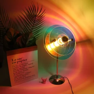 Modern Acrylic LED Flying Saucer Desk Lamp Colorful USB Plug in Night Creative Sunset Net Red Ins Bedroom Romantic Atmosphere