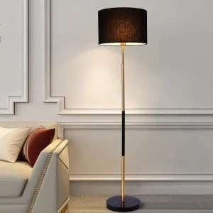 Modern Adjustable Height LED Floor Lamp Fabric Shade Iron Frame Home Decoration Office Bedroom Living Room Foot Switch Control