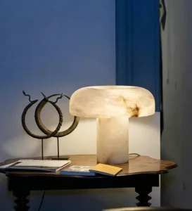 Modern Alabaster Marble Table Lamp Minimalist Mushroom Bedside Light Luxury Bedroom Living Room Decorative Lighting