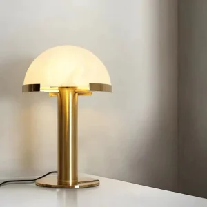 Modern Alabaster Shade LED Table Lamp with Touch Control Warm White Light for Bedroom and Living Room Decor