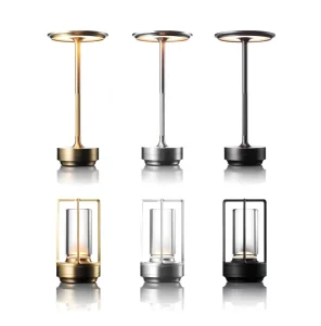 Modern Aluminum Alloy Cordless LED Desk Table Lamp Battery Wireless Rechargeable Touch Dimming Acrylic Shade Luxury Living Room