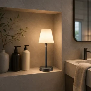 Modern Aluminum Waterproof Cordless Table Lamp IP65 Rechargeable LED Desk Lamp Minimalist Bathroom Light for Outdoor Indoor Use