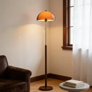 Modern Amber Acrylic Dome Floor Lamp Nordic Standing Lamp for Living Room Bedroom Bedside Lighting Elegant Interior Decor