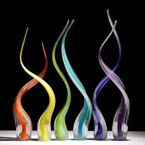 Modern American Hand Blown Murano Glass Floor Lamp Colorful Flower Sculpture Handmade Garden Ornament Angel Design Home Decor