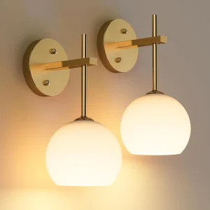Modern American LED Iron Wall Lamp with Glass Shade Bedroom Bedside Living Room Balcony Corridor Dimmable