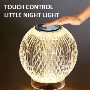 Modern Battery Powered LED Bedroom Desk Lamp Acrylic Ball Shade White Dimmable Touch Control 3-Year Warranty 50000 Hours