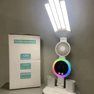 Modern Bedroom Bedside LED Desk Lamp Foldable Clock Date Display Atmosphere Lamp 2 Pen Holders Battery Rechargeable Table Lamp