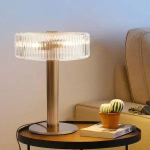 Modern Bedroom Iron and Glass LED Table Lamp AC Powered Dimmable