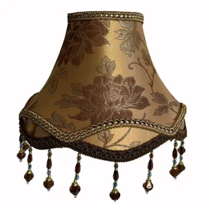 Modern Bell Shape Lamp Shade Handmade Floral Jacquard Fabric with Beaded Tassels Eco Friendly Table and Floor Lamp Lampshade