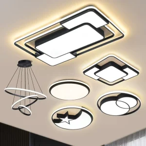 Modern Black Dimmable LED Ceiling Light with Remote Control 3500K SAA Certified High CRI 90+ Square