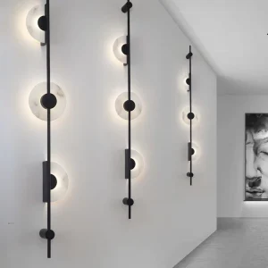 Modern Black Golden Iron Marble LED Luxury Decorative Wall Lamp Universal Voltage 1 Year Warranty Bedroom Villa Living Room