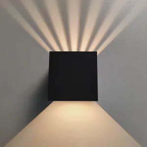 Modern Black Square LED Wall Lamp with Radiant Multi Beam Effect Stylish Outdoor Wall Sconce for Bedroom Living Room