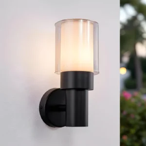 Modern Black Stainless Steel Waterproof Torch Shape Pc Shade E27 15w 220volt Outdoor Wall Lamps