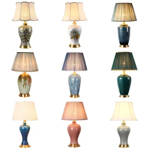 Modern Brass Ceramic Table Lamp Customized Lighting for Hotel Bedroom Bedside Copper Base Desk Lamps Manufacturers