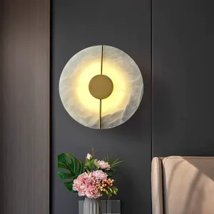 Modern Brass Marble Wall Lamp for Hotel Bedroom Bedside Living Room Luxury Creative Background Wall Sconce Light
