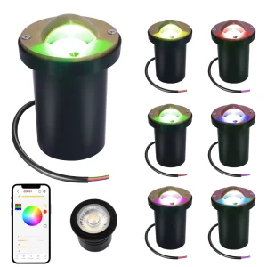 Modern Brass Step Park Spotlight Sidewalk Path Floor Inground Light with Smart App Control