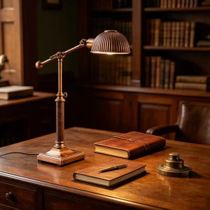 Modern Brass and Aluminum Adjustable Desk Lamp Gold Shade Task Light for Office Study Bedroom and Living Room Home Decor